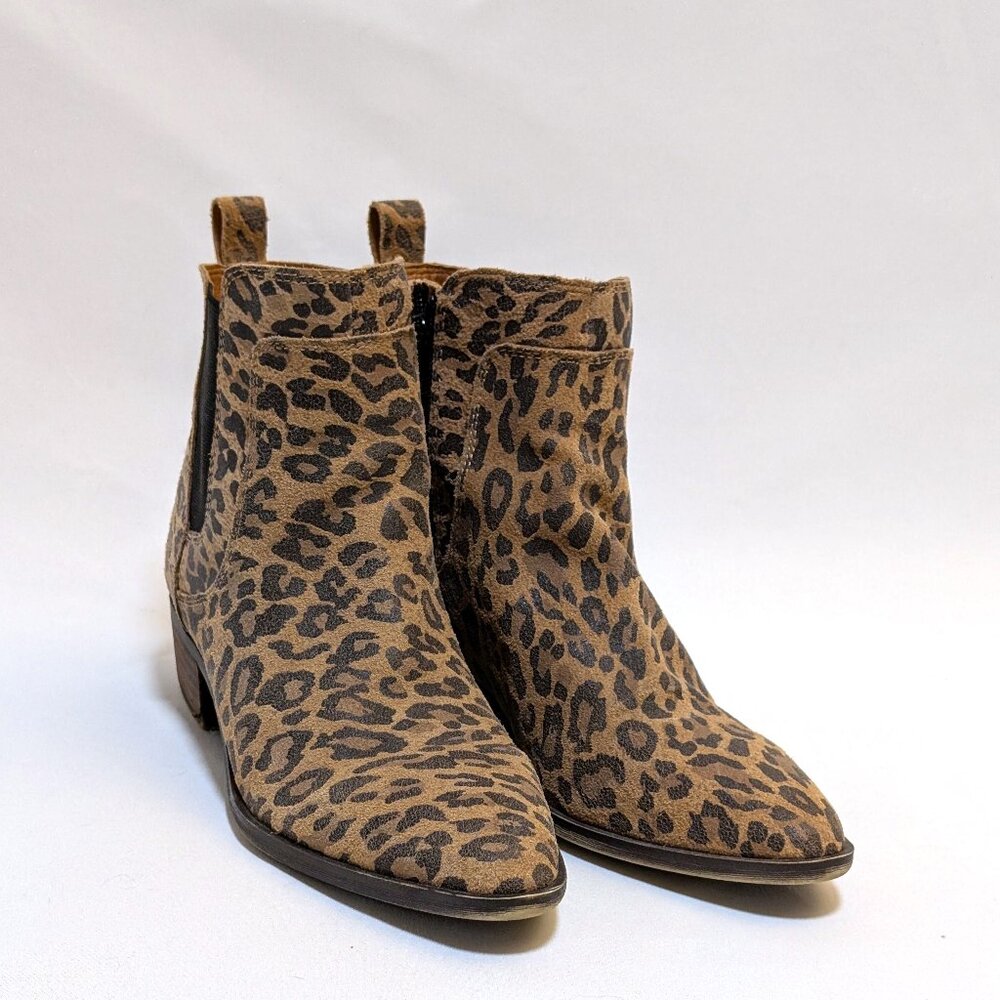 Lucky Brand Leopard Print Ankle Booties in Tan and Black
